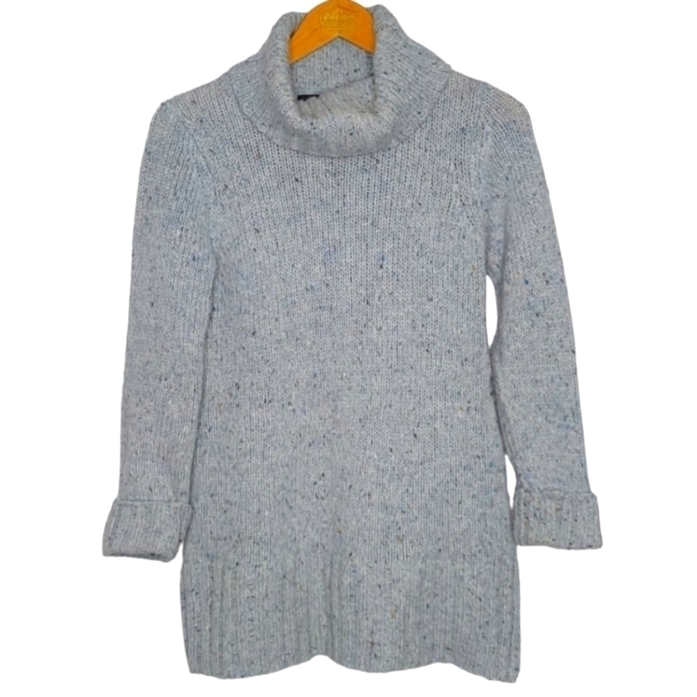 Cynthia Rowley Scandi Cabin Marled Blue Wool Turtleneck Sweater women's medium